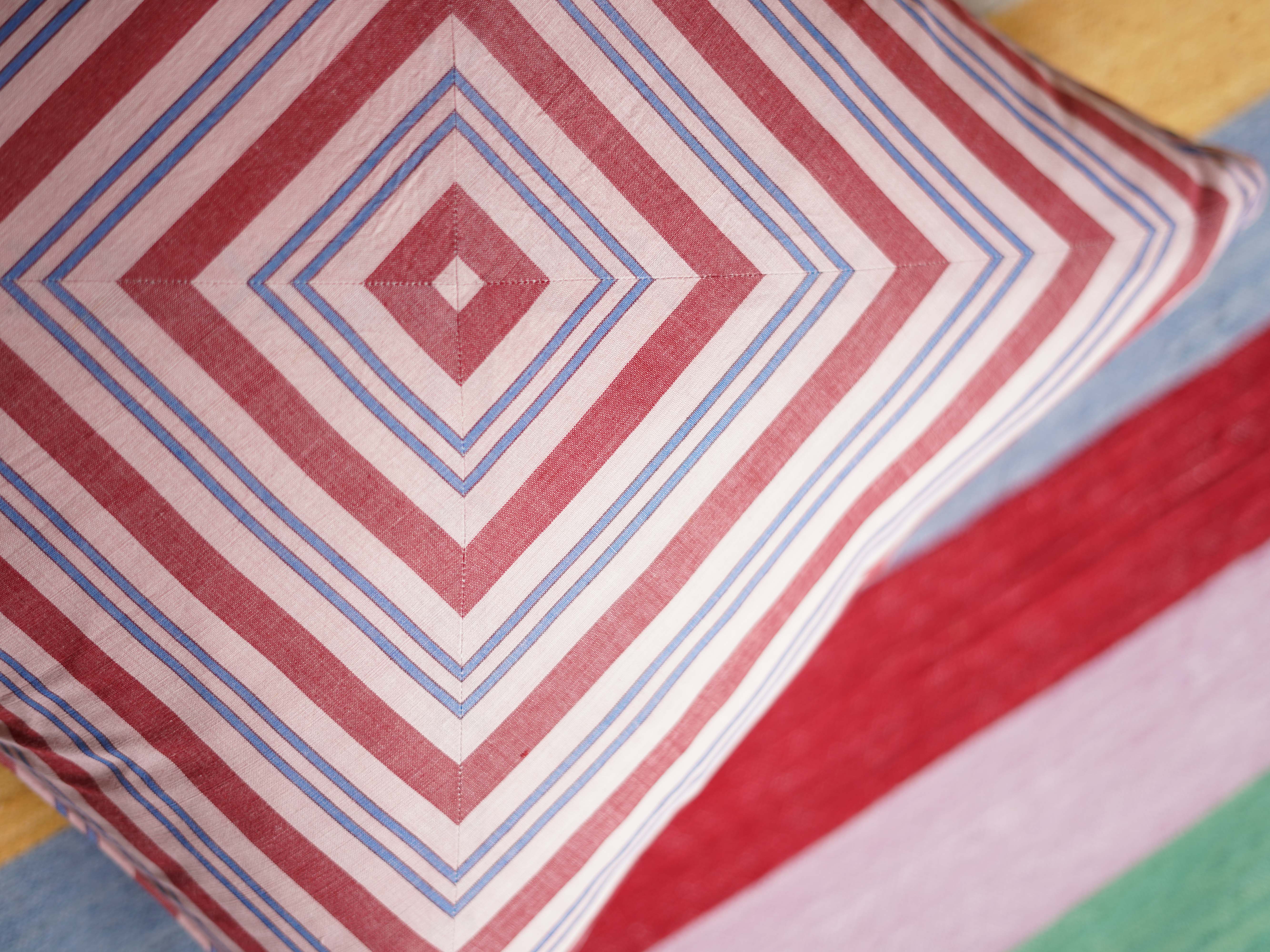 Cushion Cover, Pink Handloom Stripe 50 x 50cm - Image 2
