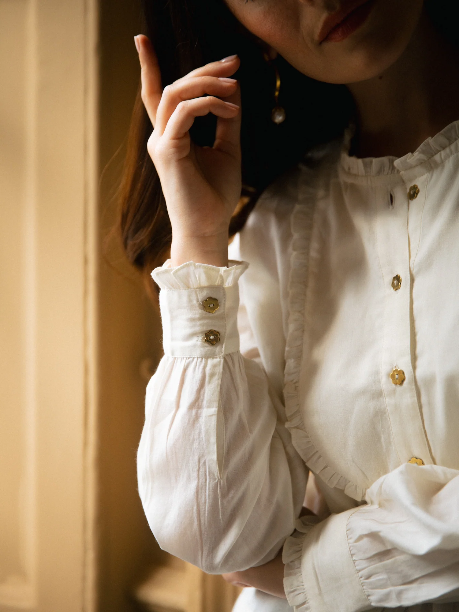 Aurélie Bib Shirt in White - Image 2