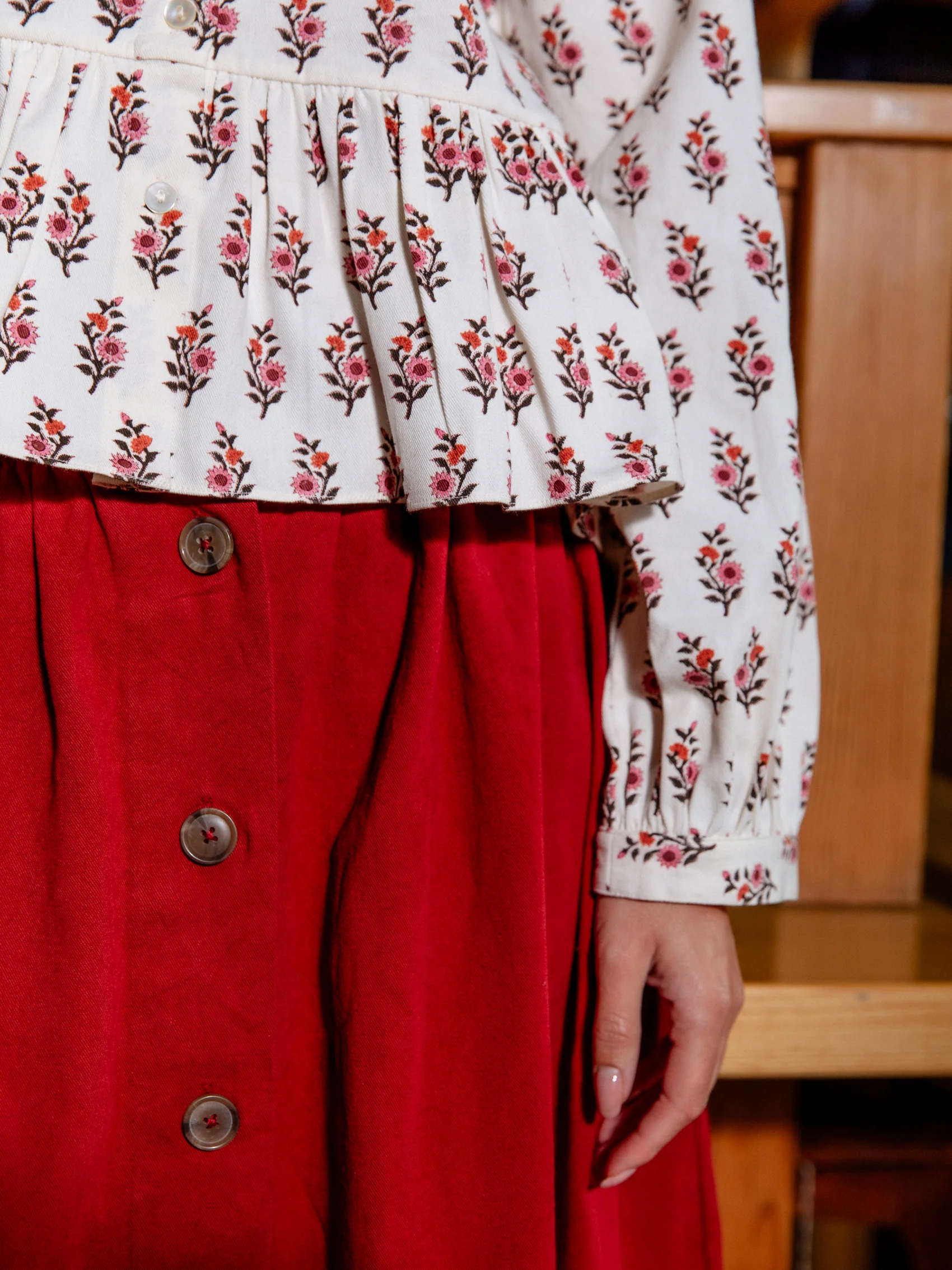 Button Down Skirt in Sumac Twill - Image 2