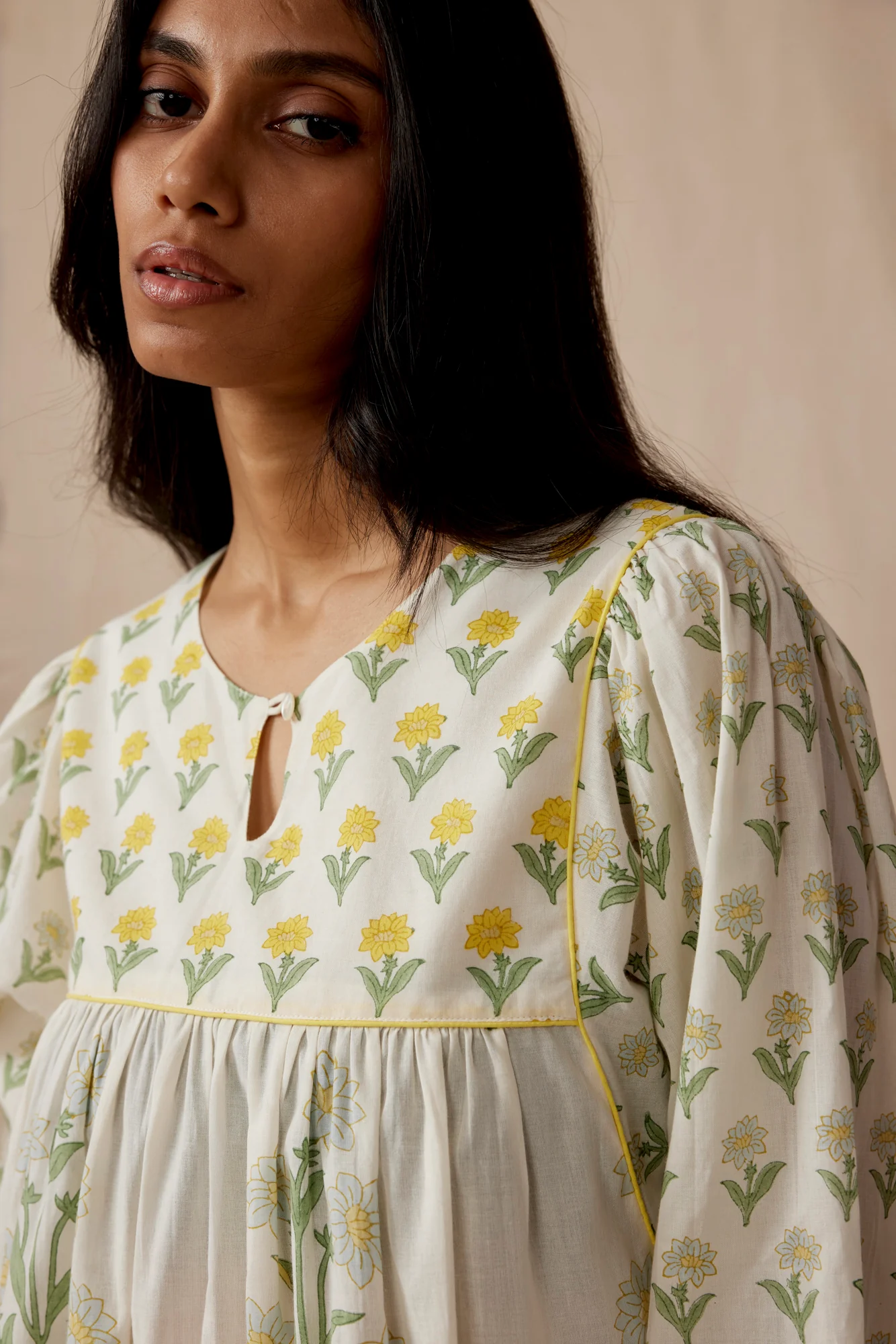 Capri Kaftan in Yellow Kashmir Flower - Image 2