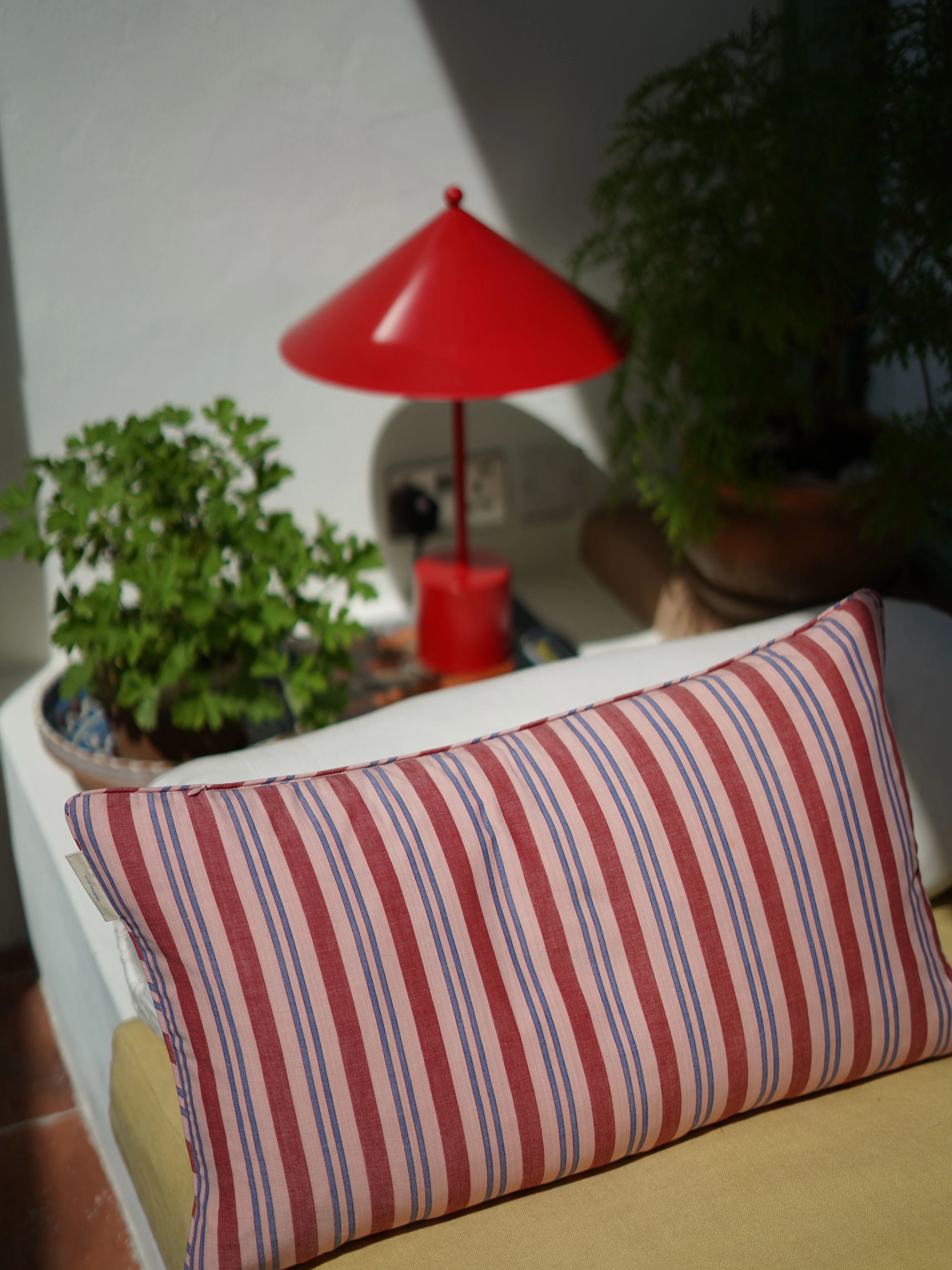 Cushion Cover, Pink Handloom Stripe 60 x 35cm - Image 2
