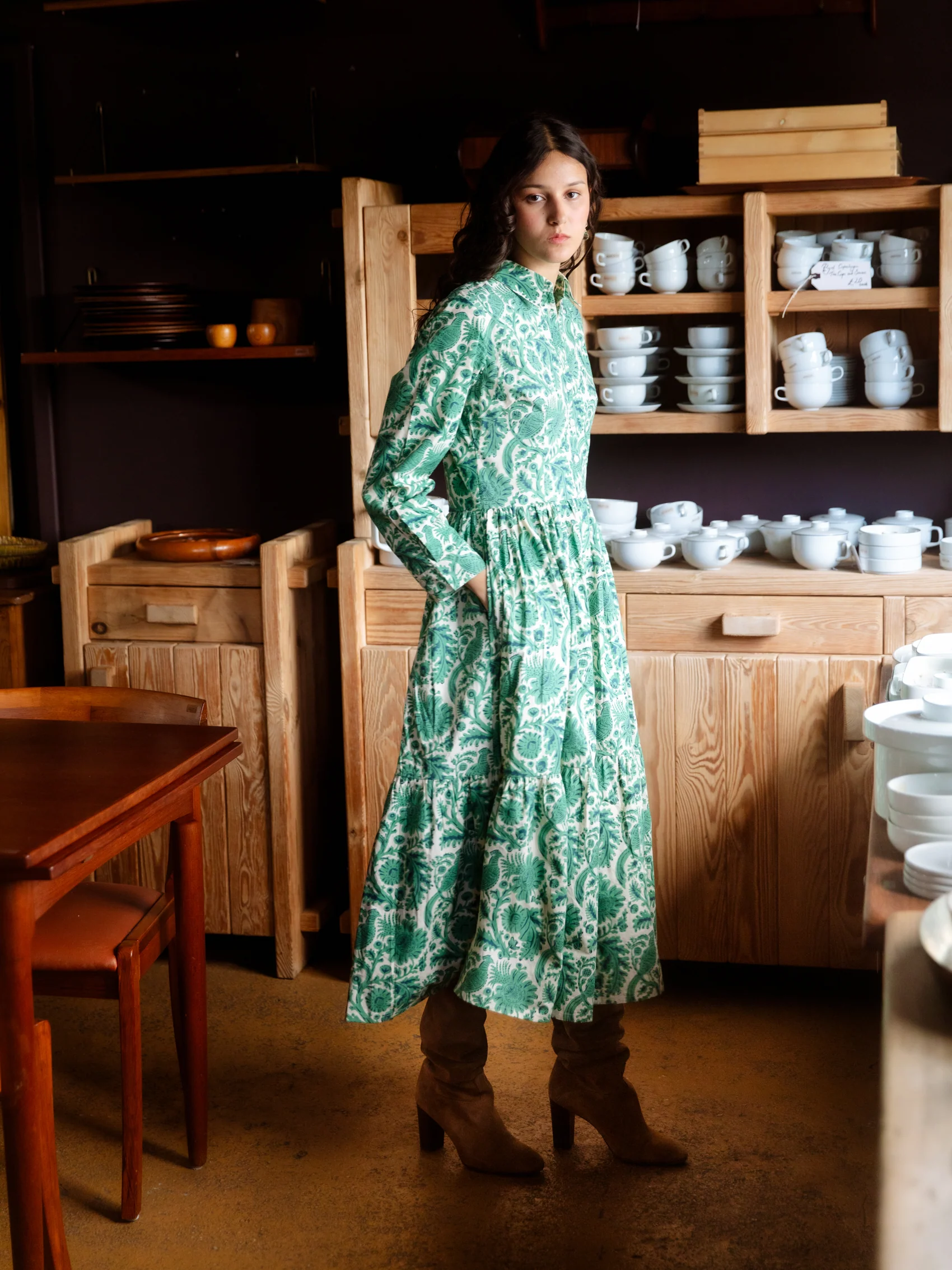 Dakota Dress in Emerald Pheasant