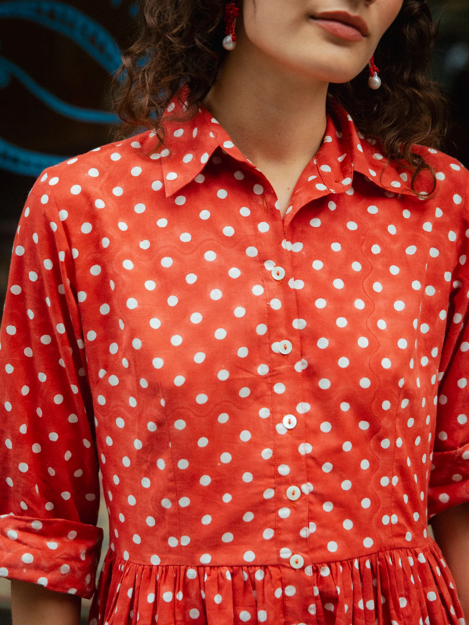 Dakota Dress in Ruby Red Polka - Image 2