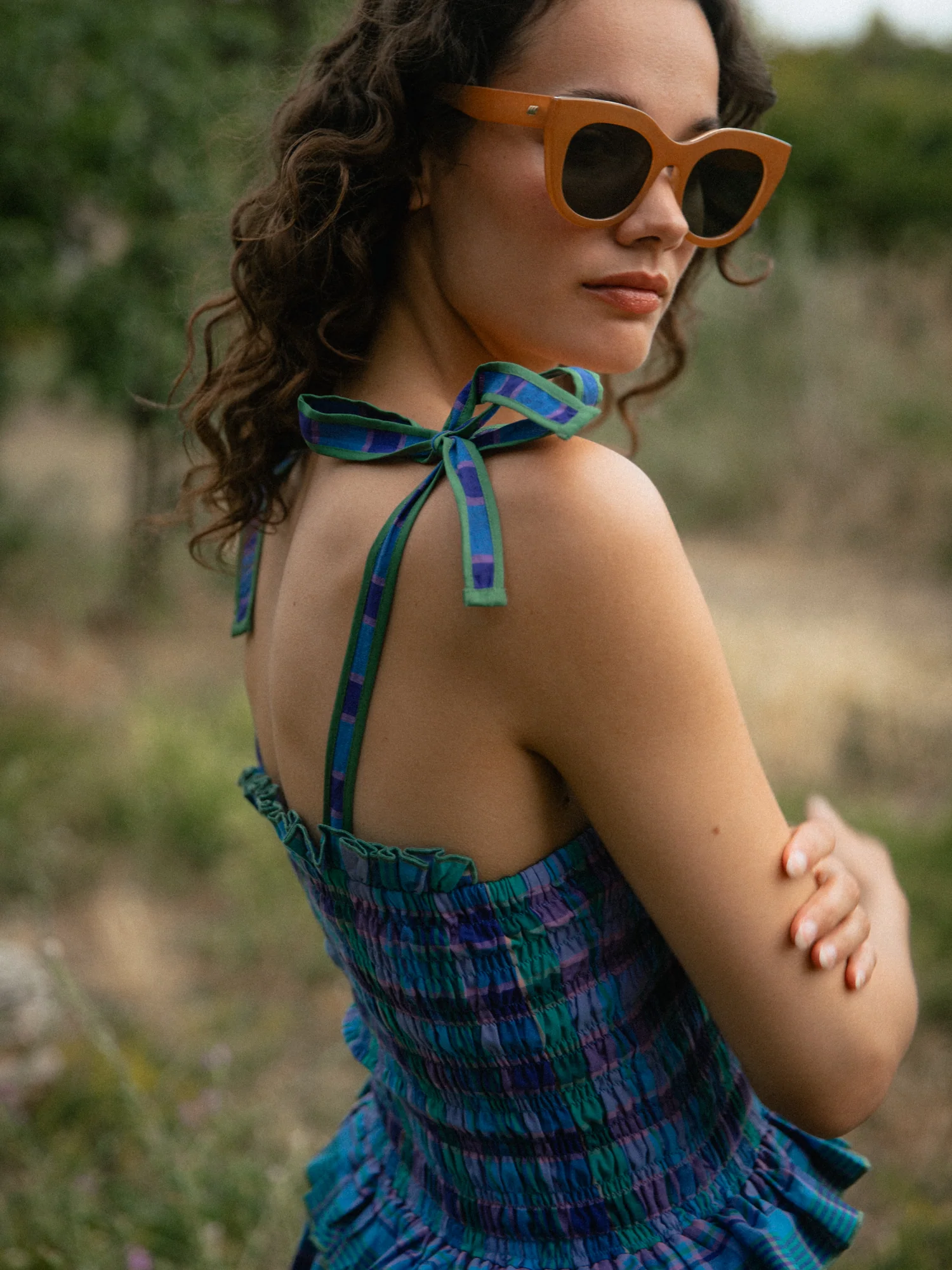 Fiesta Dress in Peacock Check - Image 2