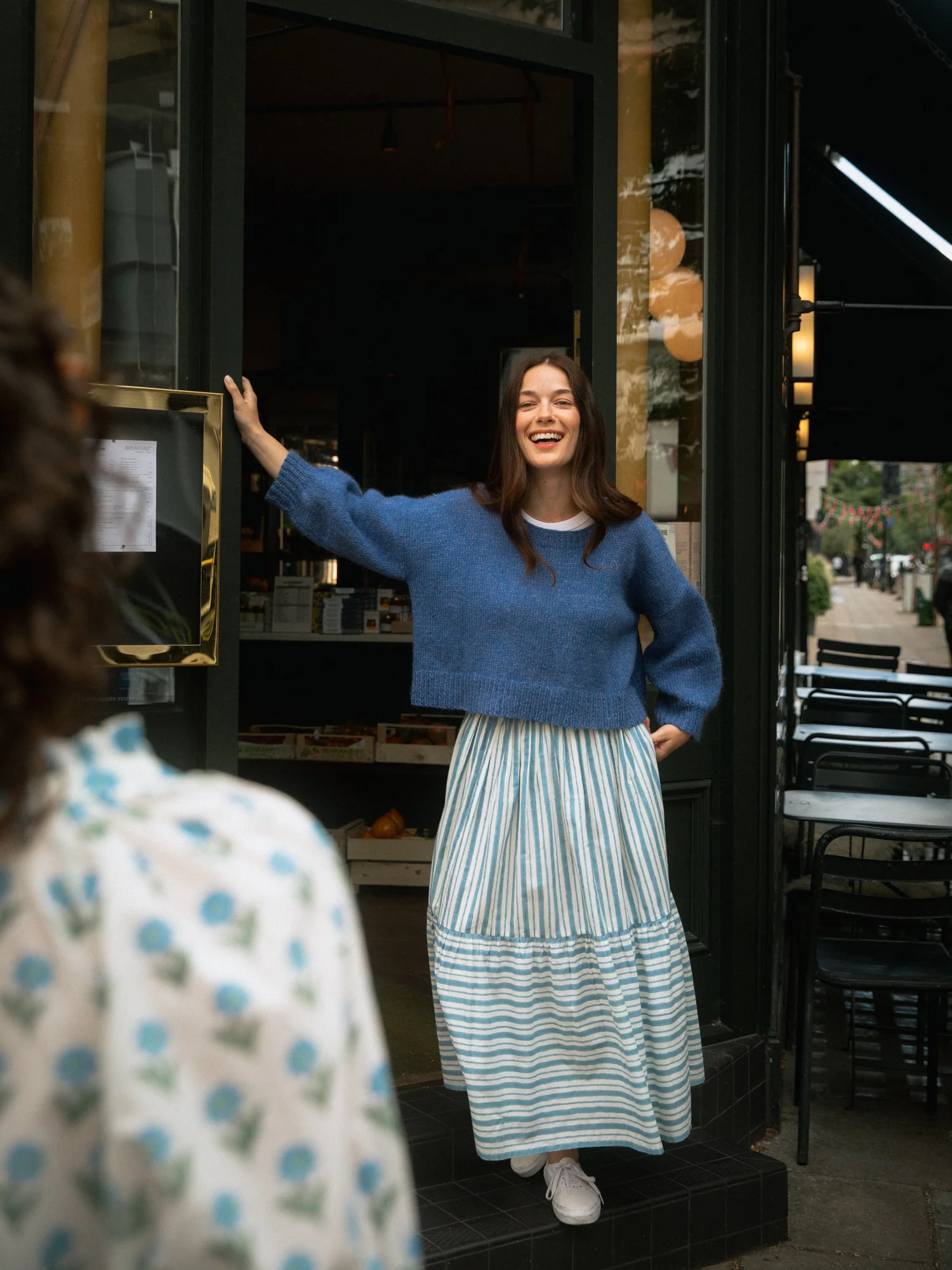 Gathered Skirt in Regatta Stripes