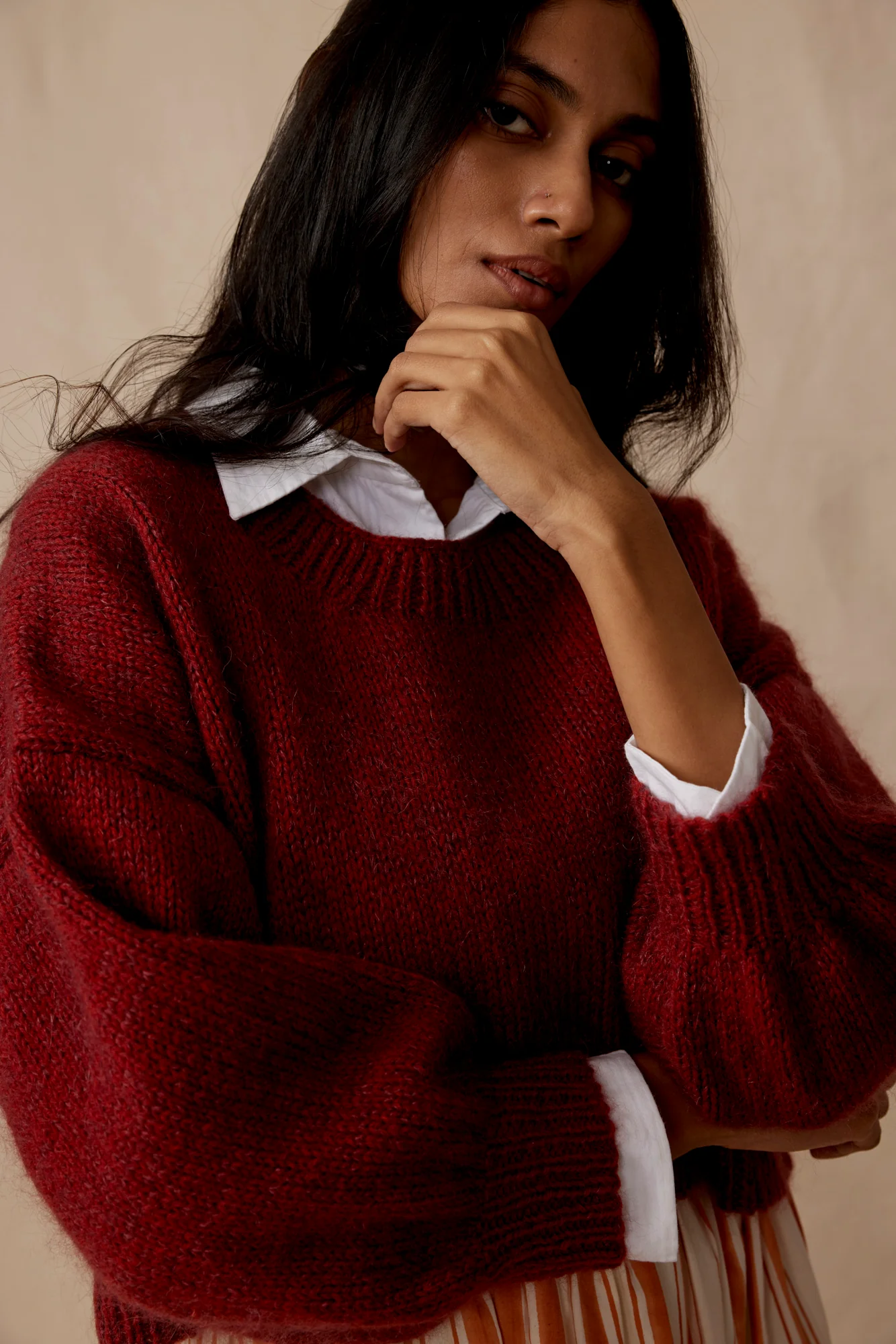 Hand-knitted boxy jumper, rust - Image 2