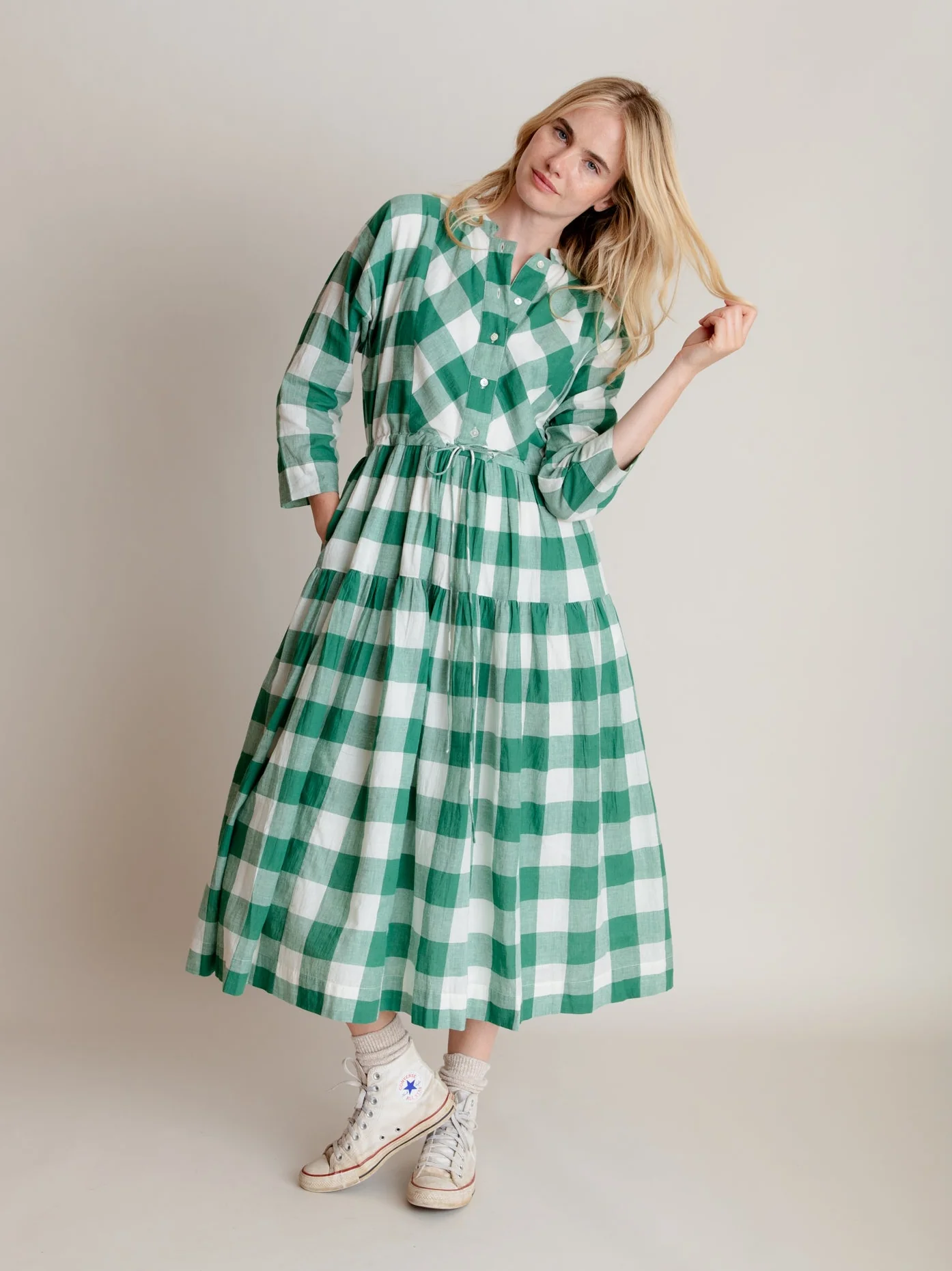 Inca Dress in Green Check