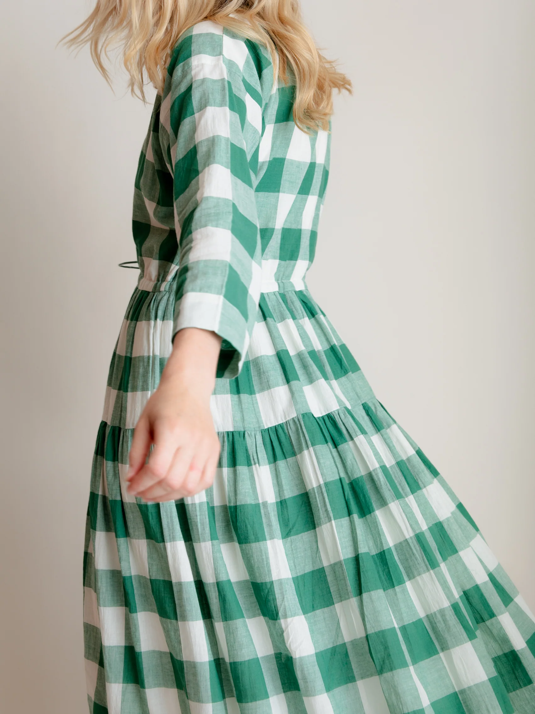 Inca Dress in Green Check - Image 2