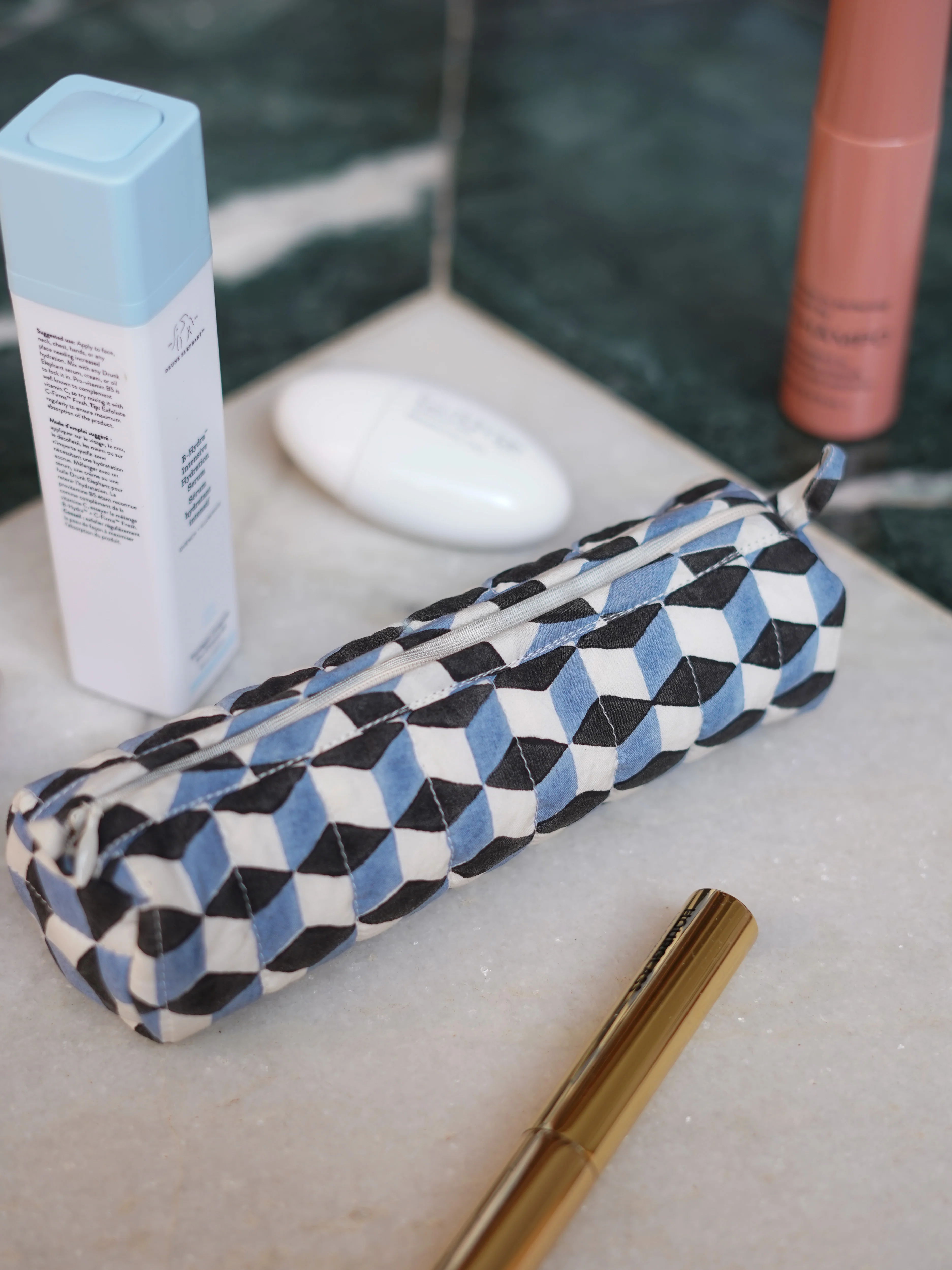 Pencil/brush case in Tumbling Blocks