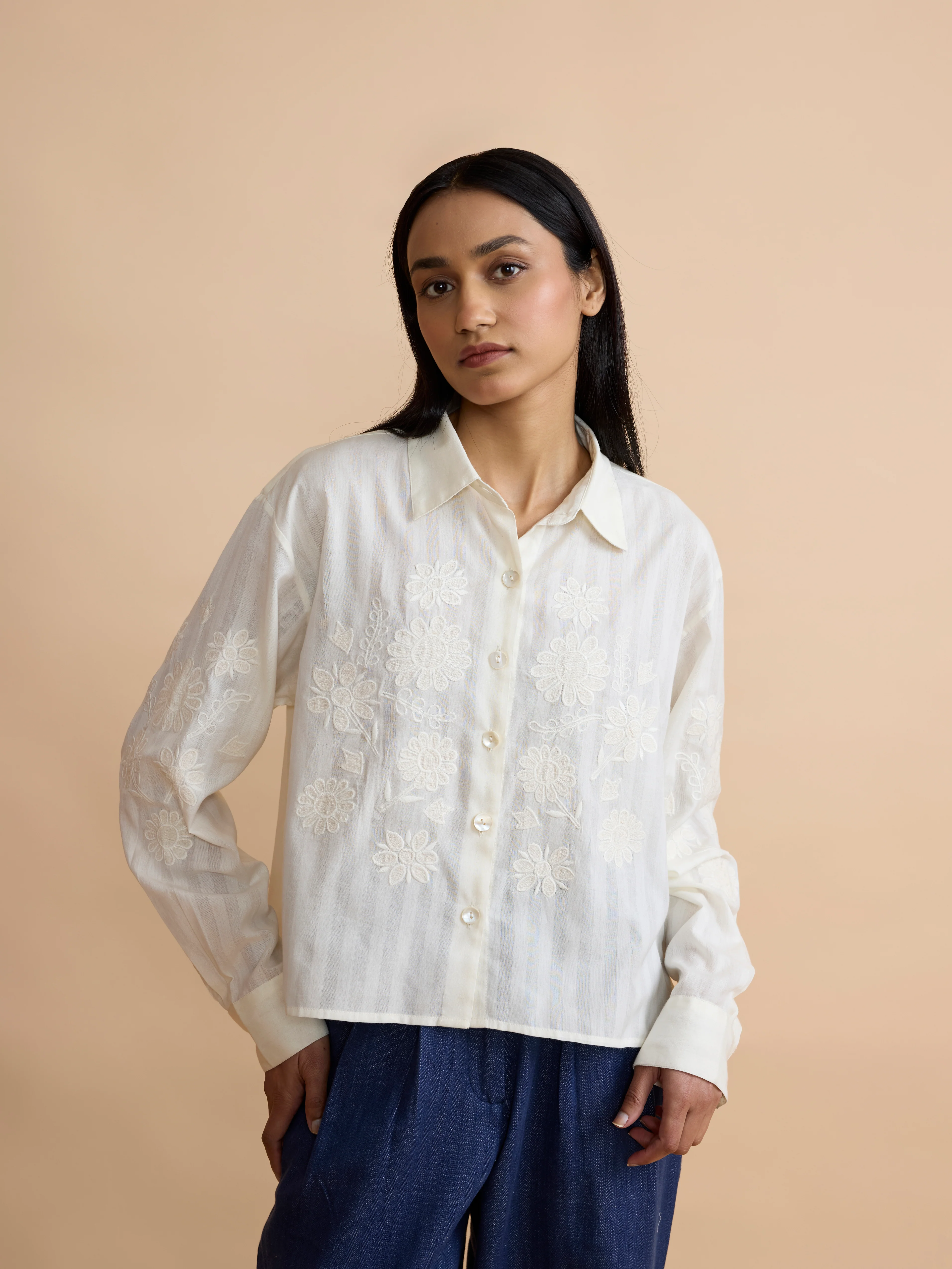 Phoebe Shirt in Ottoman Applique - Image 3