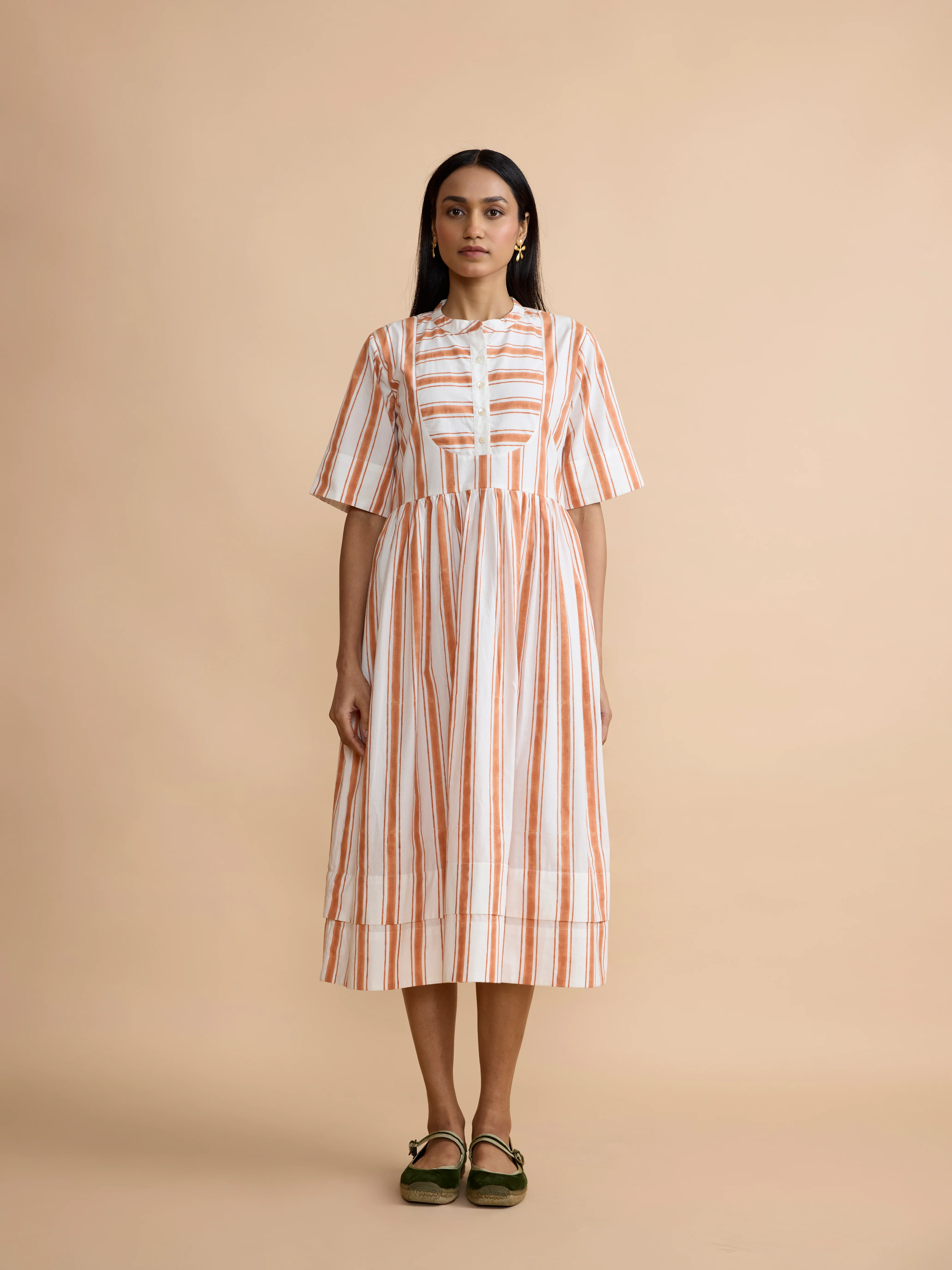The French Dress in Apricot Ticking